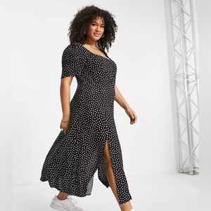 ASOS DESIGN Curve cupped maxi dress with splits in spot print